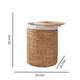 Leri Lidded Laundry Hamper |Fabric Lining | Light Brown Hyacinth | 20"