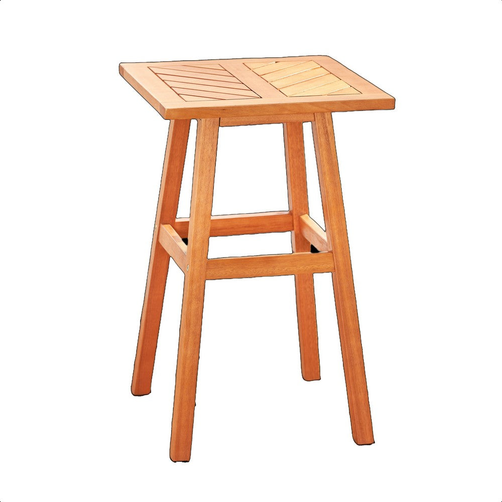 Heno Outdoor Dining Table | 18" Top | Honey Brown Eucalyptus Wood