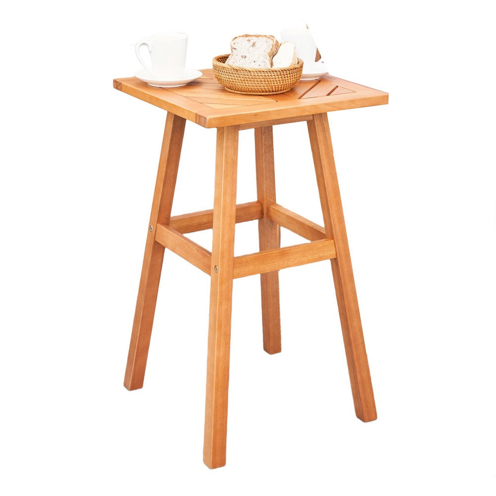 Heno Outdoor Dining Table | 18" Top | Honey Brown Eucalyptus Wood