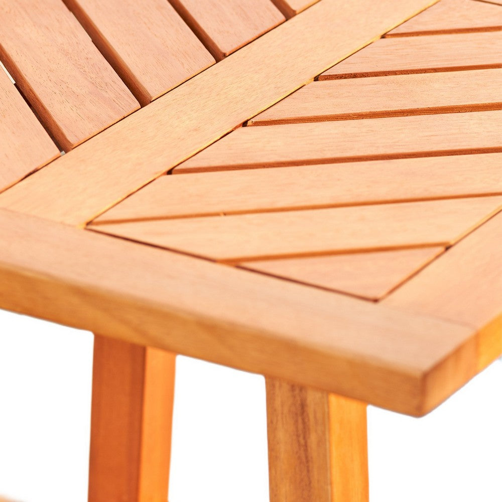 Heno Outdoor Dining Table | 18" Top | Honey Brown Eucalyptus Wood