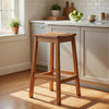 Heno Outdoor Bar Height Stool | Saddle Seat | Honey Brown Eucalyptus Wood