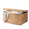 Lidded Storage Trunk with Handles | 26" Light Brown Hyacinth Woven