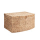 Lidded Storage Trunk with Handles | 26" Light Brown Hyacinth Woven