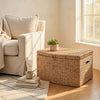 Lidded Storage Trunk with Handles | 26" Light Brown Hyacinth Woven