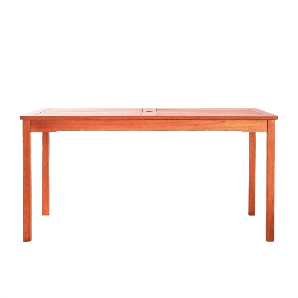 Ceri Outdoor Dining Table with Umbrella Hole | 59" Top | Reddish Brown
