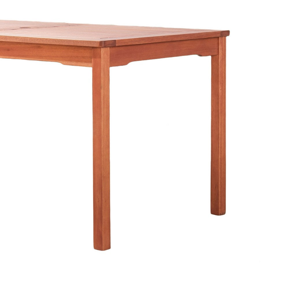 Ceri Outdoor Dining Table with Umbrella Hole | 59" Top | Reddish Brown