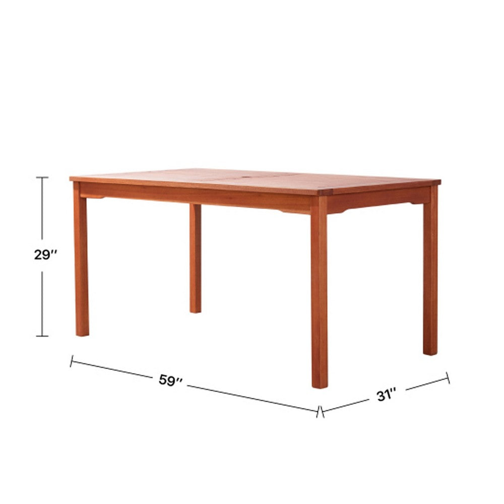 Ceri Outdoor Dining Table with Umbrella Hole | 59" Top | Reddish Brown