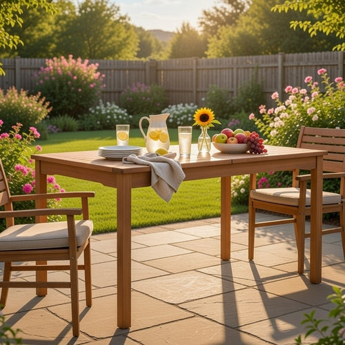 Ceri Outdoor Dining Table with Umbrella Hole | 59" Top | Reddish Brown