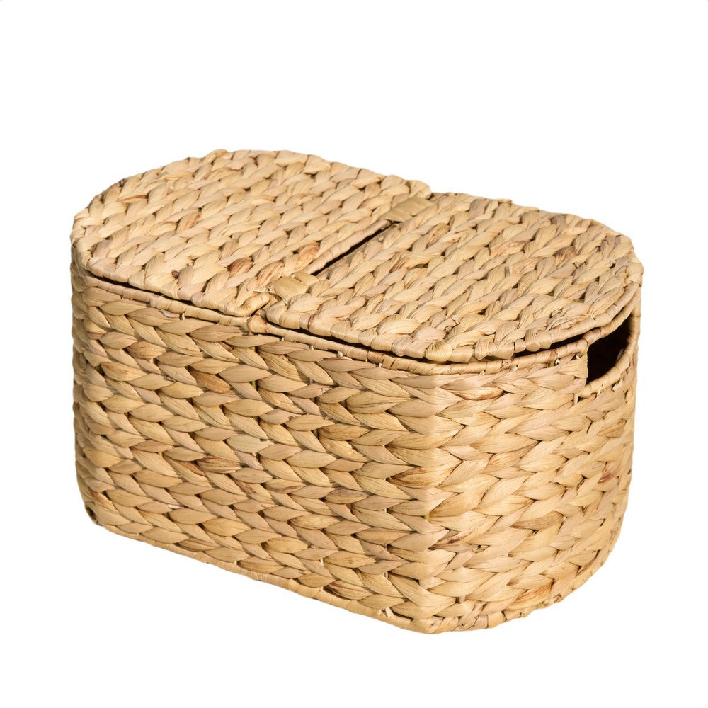 Kitchen & Picnic Basket | Natural Brown Hyacinth Woven | 16" Oval