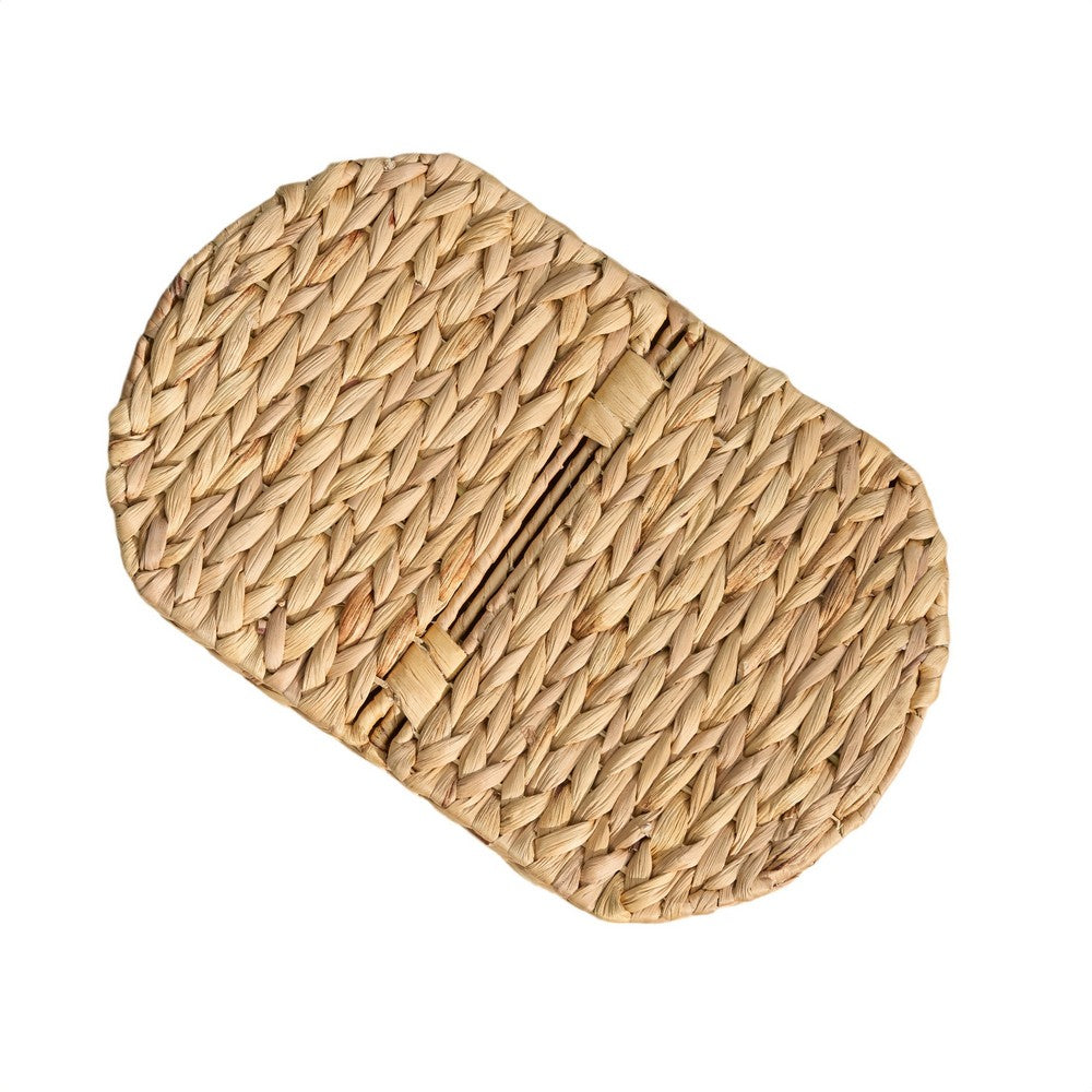 Kitchen & Picnic Basket | Natural Brown Hyacinth Woven | 16" Oval