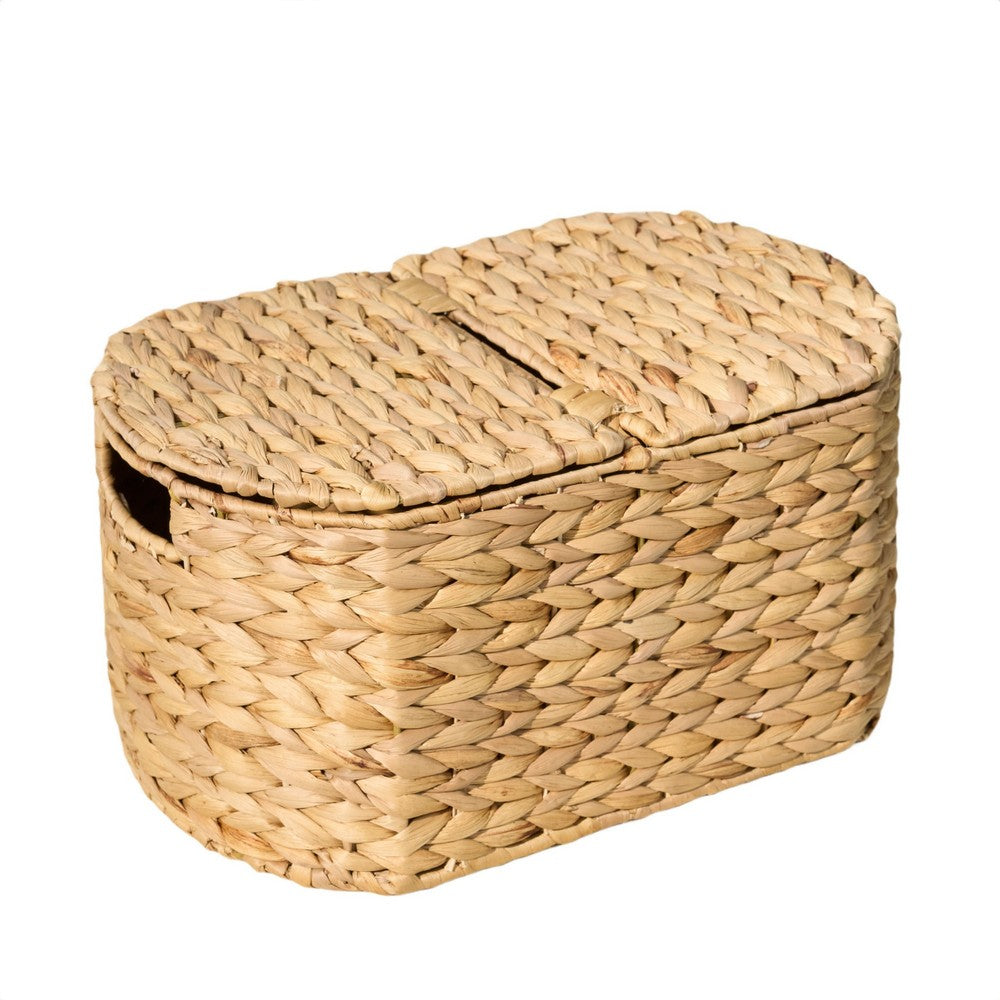 Kitchen & Picnic Basket | Natural Brown Hyacinth Woven | 16" Oval