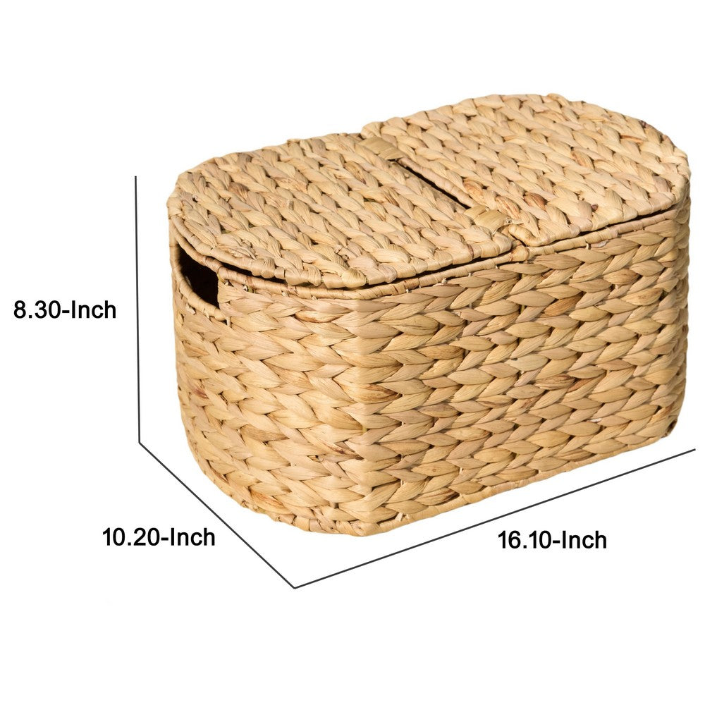 Kitchen & Picnic Basket | Natural Brown Hyacinth Woven | 16" Oval