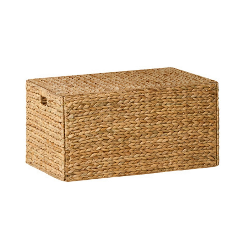 Jom Storage Trunk Basket with Lid | 24" Light Brown Hyacinth Woven