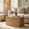 Jom Storage Trunk Basket with Lid | 24" Light Brown Hyacinth Woven