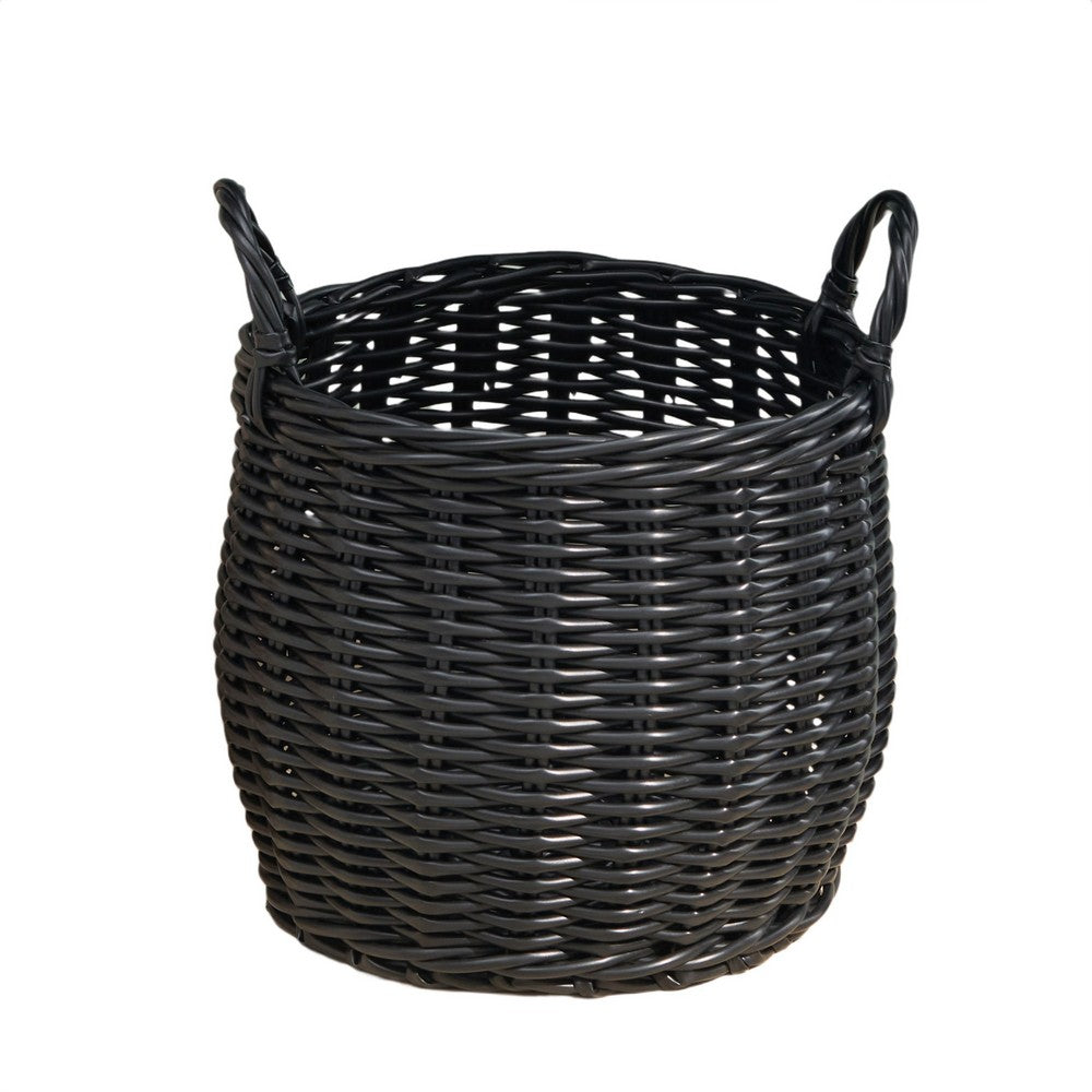 Lesa Multi Use Storage Basket with Handles | 13" Black Wicker Woven
