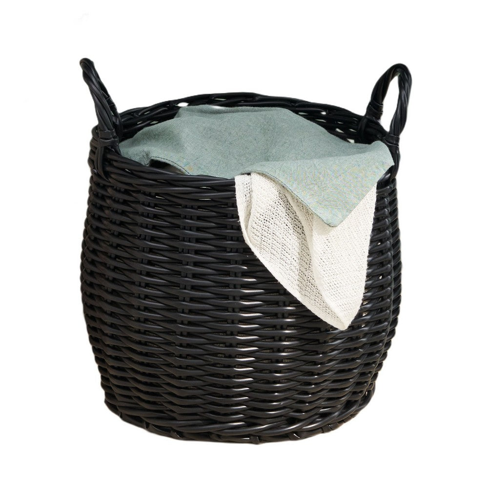 Lesa Multi Use Storage Basket with Handles | 13" Black Wicker Woven