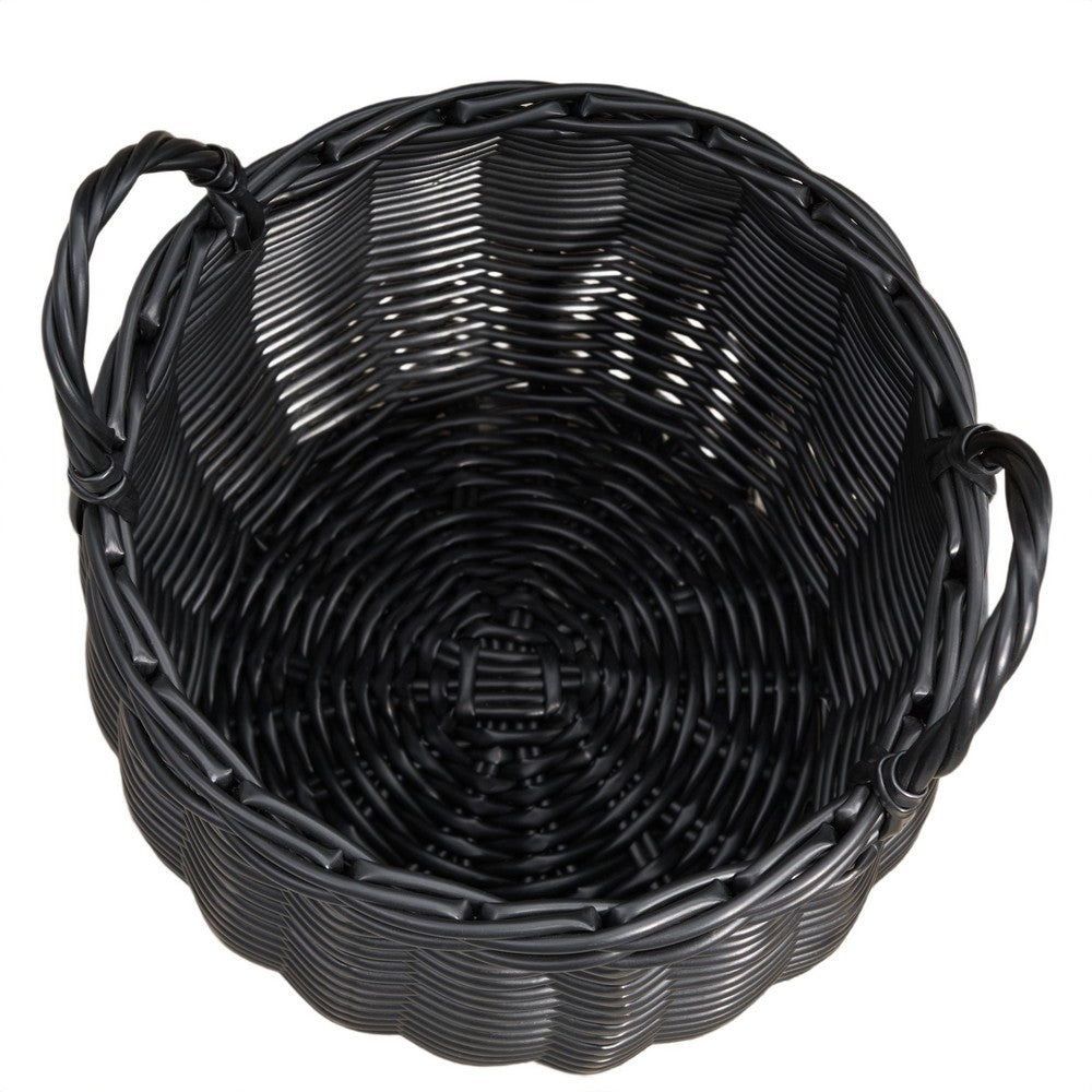 Lesa Multi Use Storage Basket with Handles | 13" Black Wicker Woven