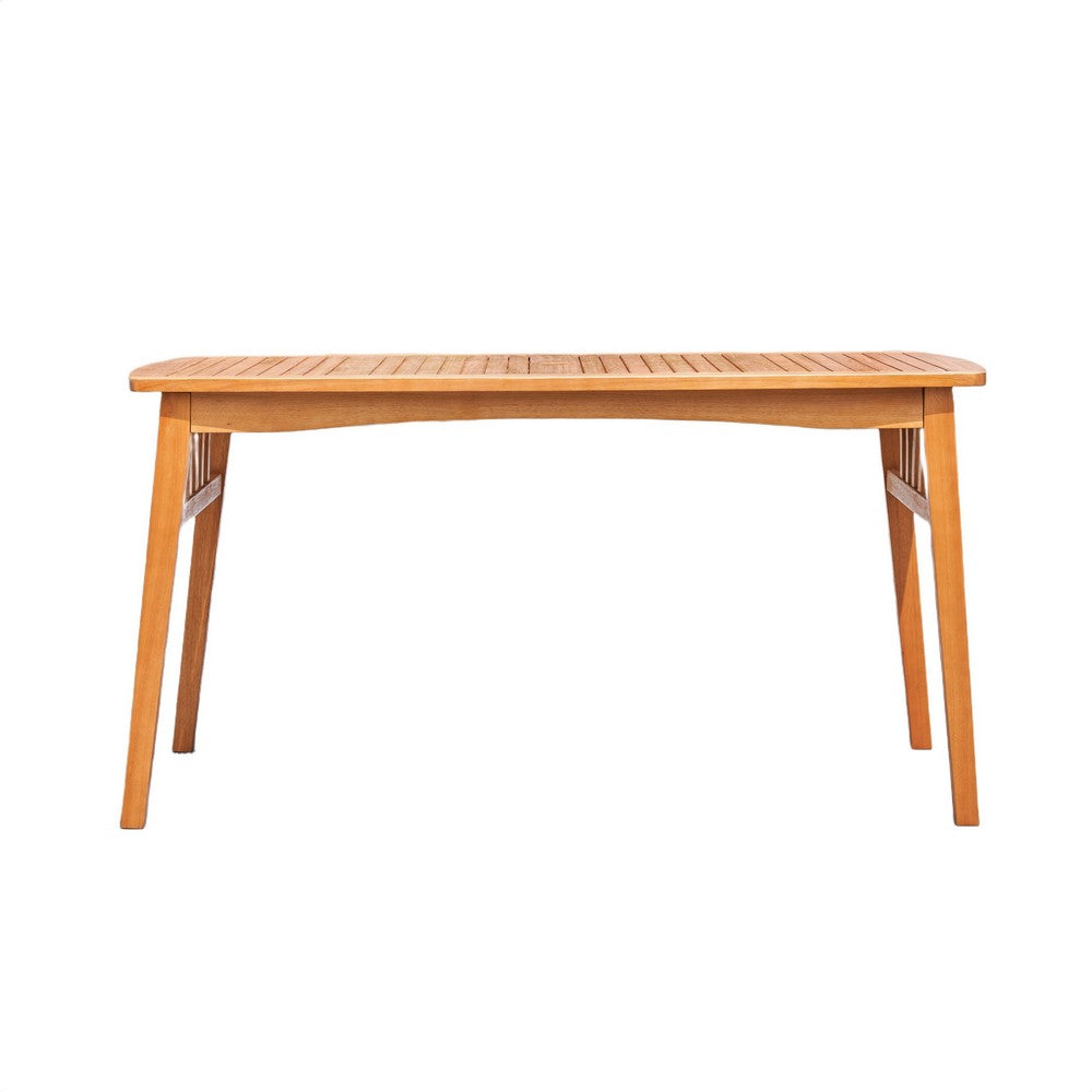 Heno Outdoor Dining Table with Umbrella Hole | 59" Top | Light Brown