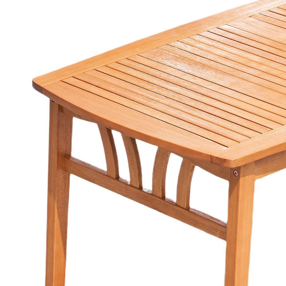 Heno Outdoor Dining Table with Umbrella Hole | 59" Top | Light Brown