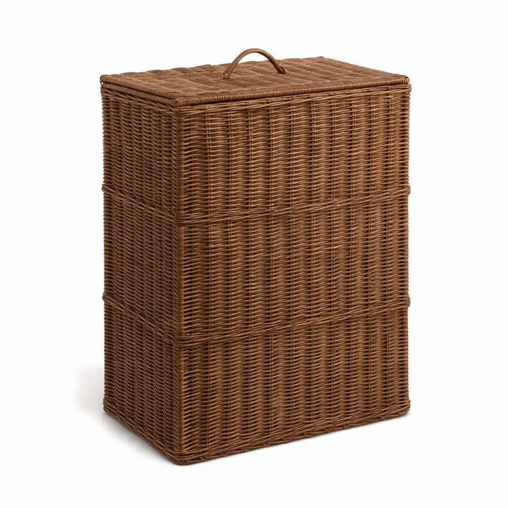 Jary Storage Basket with Lid | Dark Walnut Brown | 22" Wicker Woven