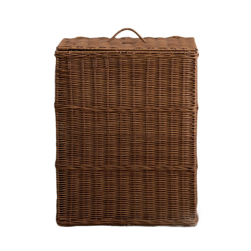 Jary Storage Basket with Lid | Dark Walnut Brown | 22" Wicker Woven