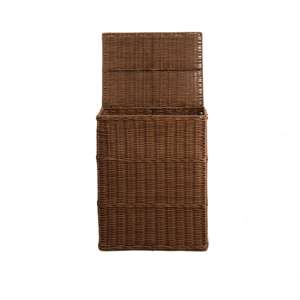 Jary Storage Basket with Lid | Dark Walnut Brown | 22" Wicker Woven