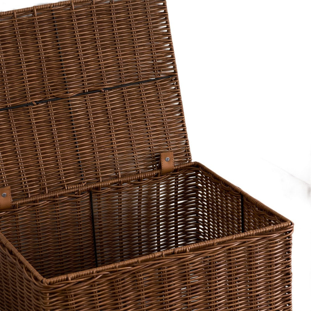 Jary Storage Basket with Lid | Dark Walnut Brown | 22" Wicker Woven