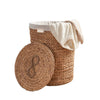 Leri Lidded Laundry Hamper | Light Brown Hyacinth | Arrow Woven | 23"