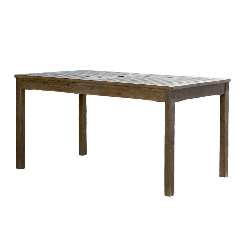 Ceri Outdoor Dining Table with Umbrella Hole | Graywash 59" Top