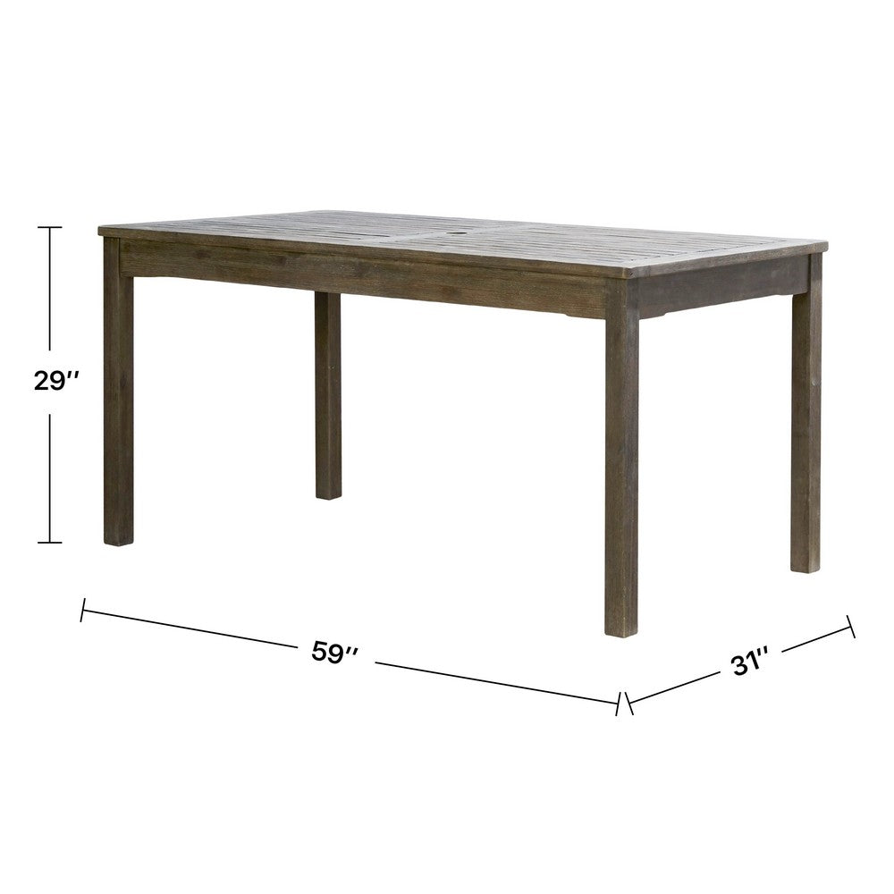 Ceri Outdoor Dining Table with Umbrella Hole | Graywash 59" Top