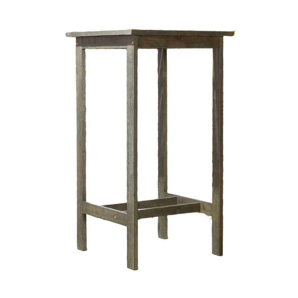 Emio Outdoor Side Bar Table | 24" Top | Farmhouse Graywashed Acacia Wood