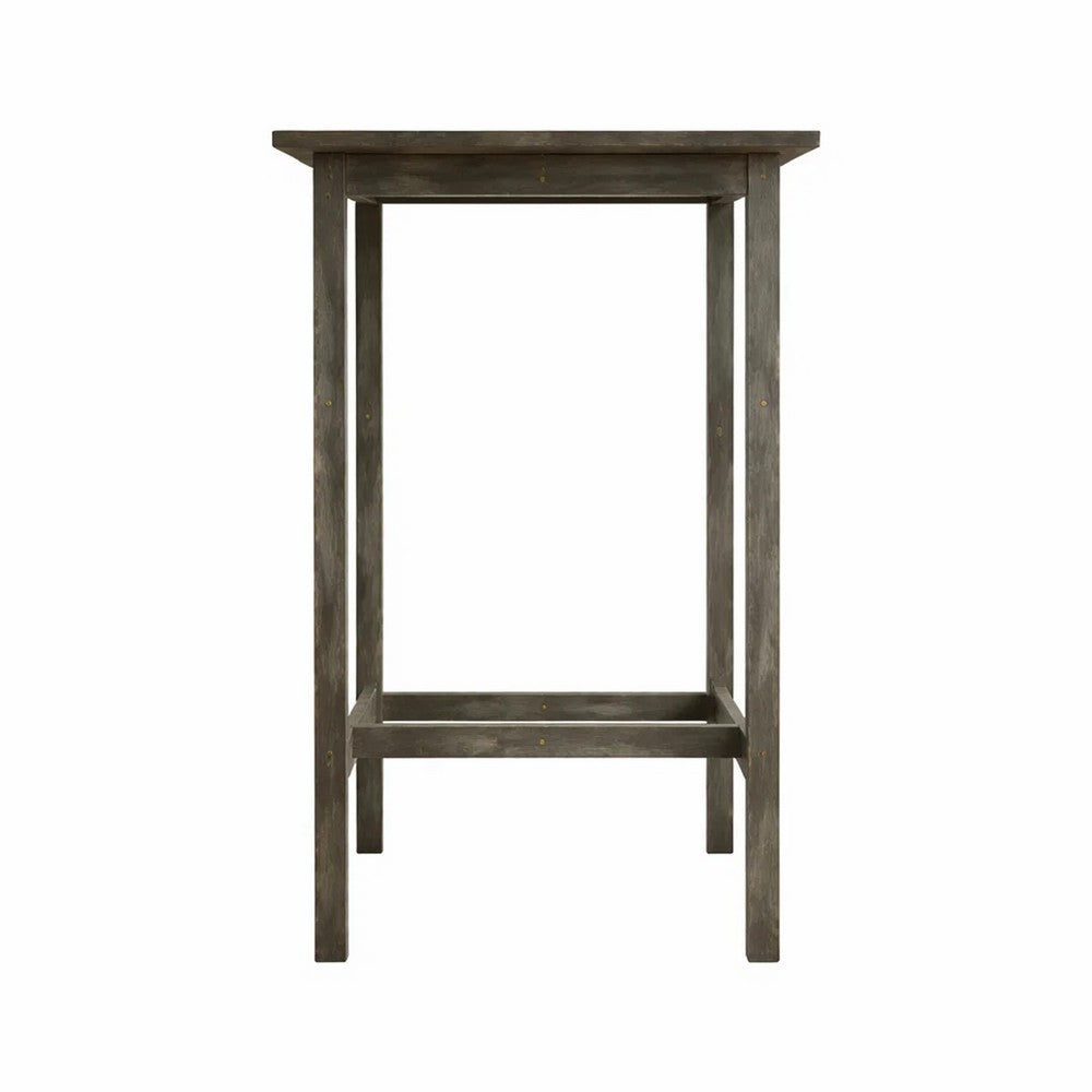 Emio Outdoor Side Bar Table | 24" Top | Farmhouse Graywashed Acacia Wood
