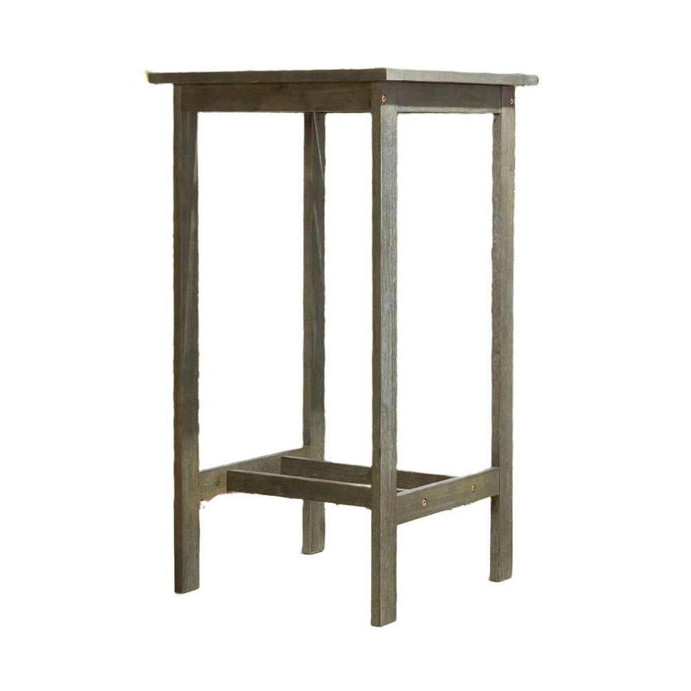 Emio Outdoor Side Bar Table | 24" Top | Farmhouse Graywashed Acacia Wood
