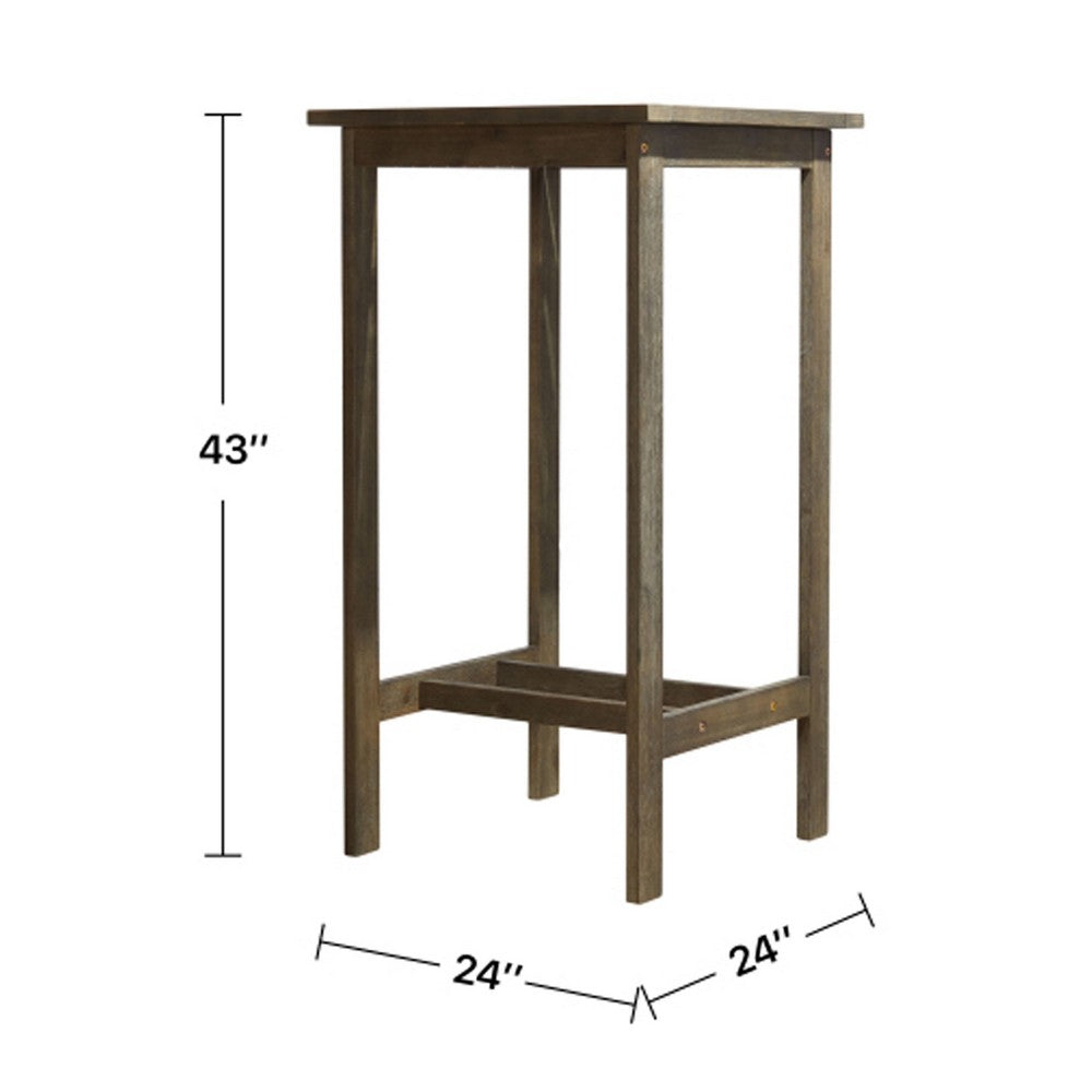 Emio Outdoor Side Bar Table | 24" Top | Farmhouse Graywashed Acacia Wood