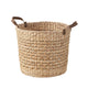 Storage Basket with Faux Leather Handles | 16" Brown Hyacinth Woven
