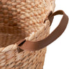 Storage Basket with Faux Leather Handles | 16" Brown Hyacinth Woven