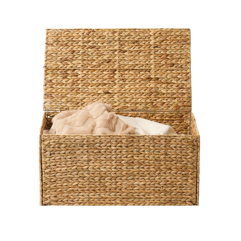 Jom Storage Trunk Basket with Lid | 27" Light Brown Hyacinth Woven