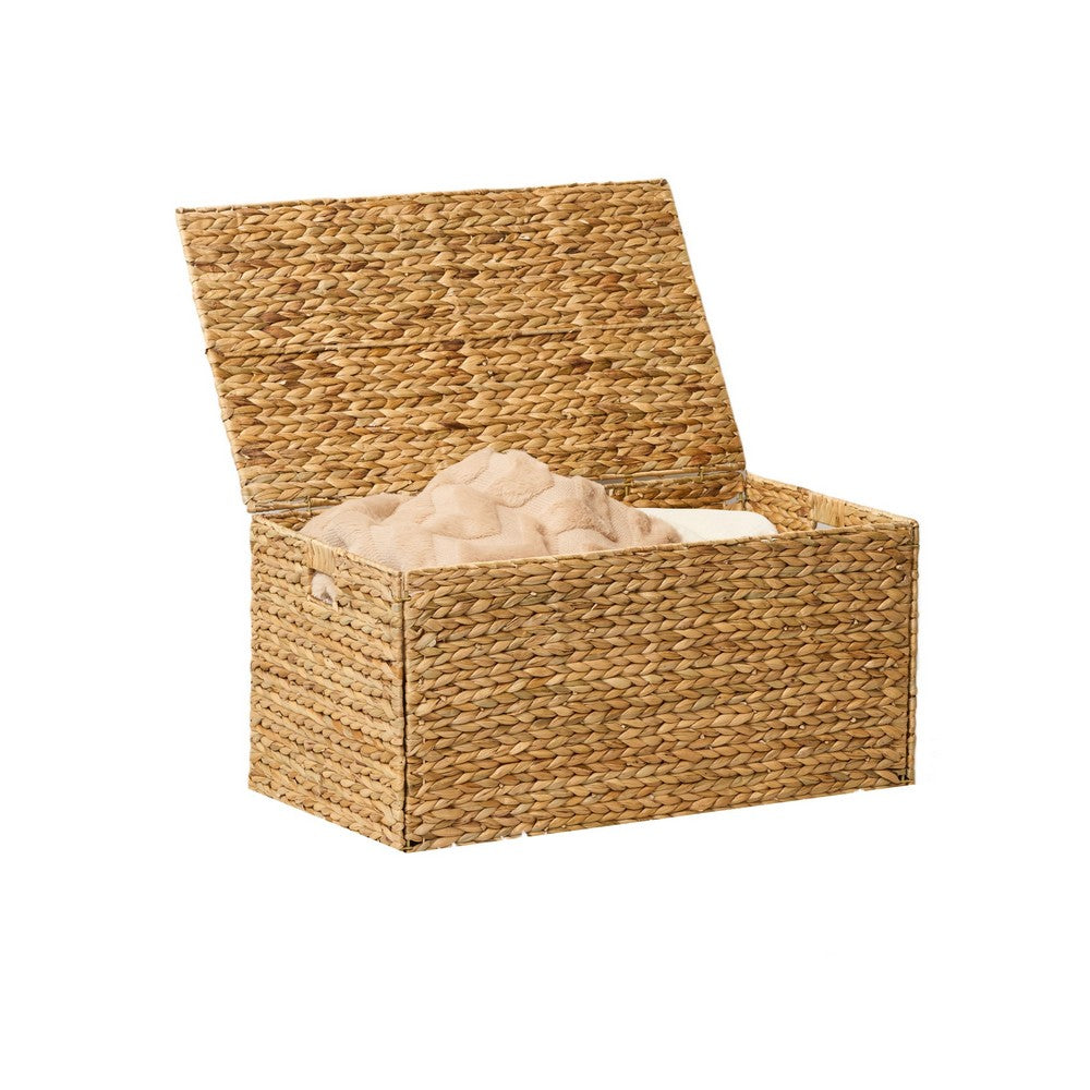 Jom Storage Trunk Basket with Lid | 27" Light Brown Hyacinth Woven