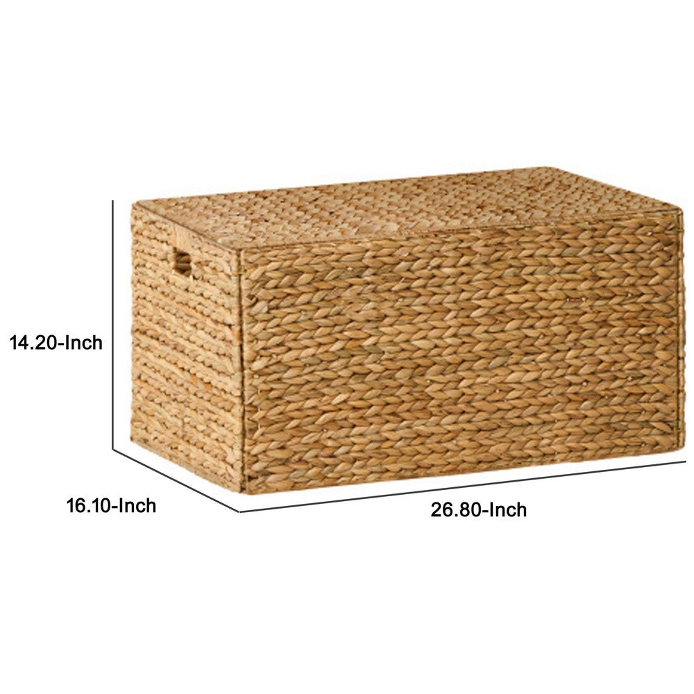 Jom Storage Trunk Basket with Lid | 27" Light Brown Hyacinth Woven