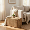Jom Storage Trunk Basket with Lid | 27" Light Brown Hyacinth Woven