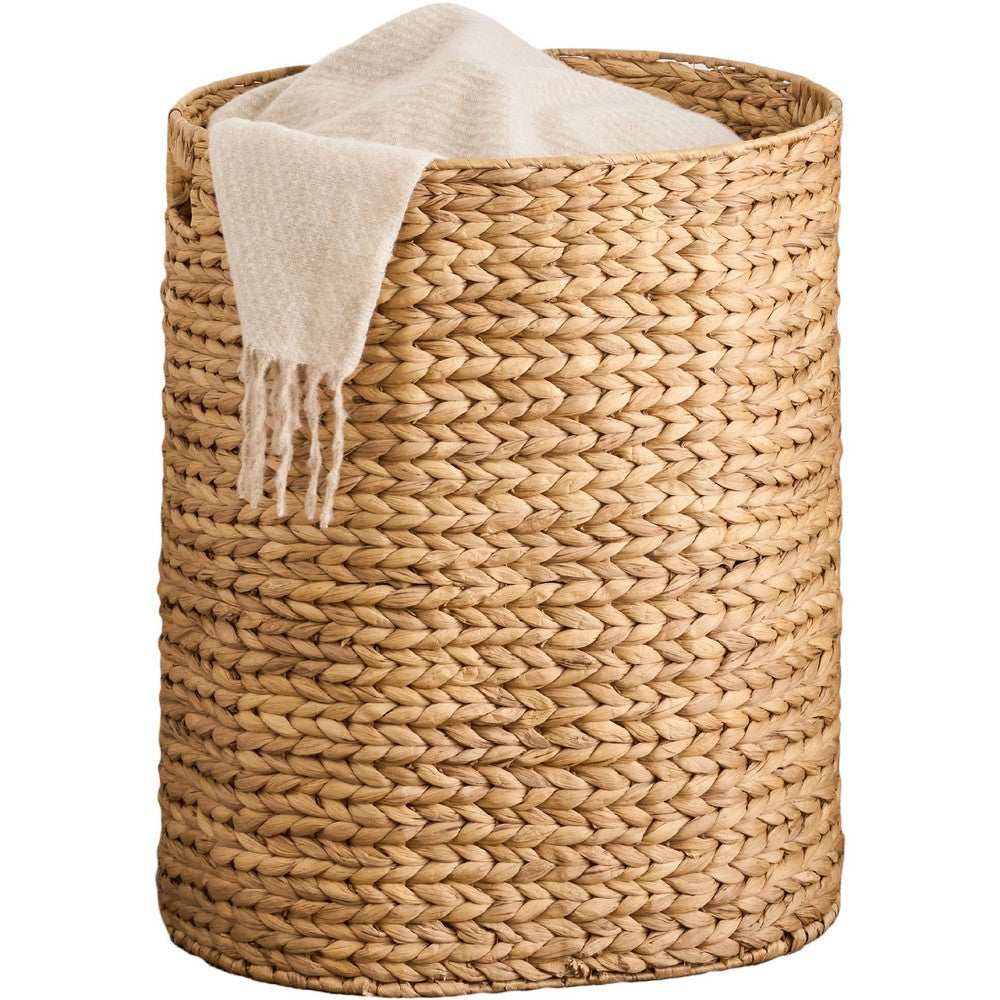 Jom Laundry Hamper | Arrow Weave Light Brown Hyacinth Basket | 22" Oval