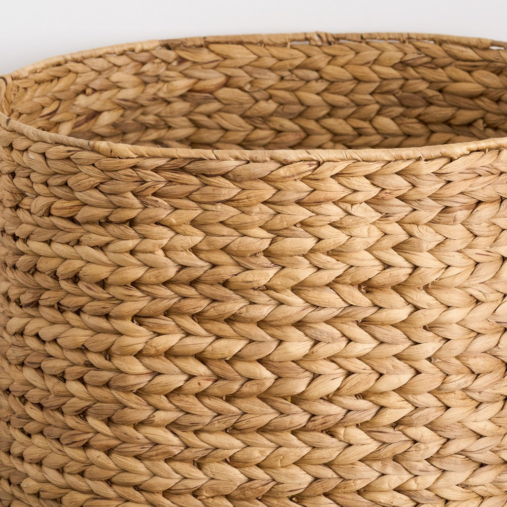 Jom Laundry Hamper | Arrow Weave Light Brown Hyacinth Basket | 22" Oval