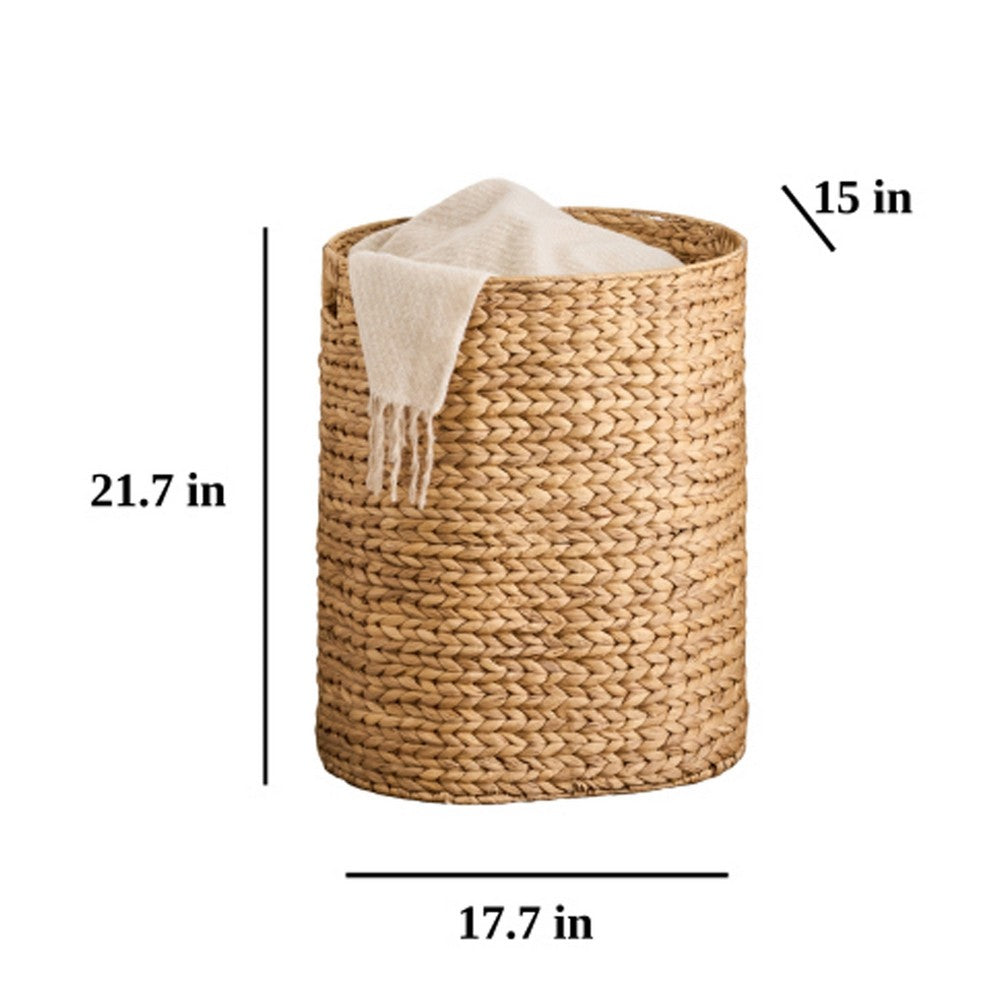 Jom Laundry Hamper | Arrow Weave Light Brown Hyacinth Basket | 22" Oval