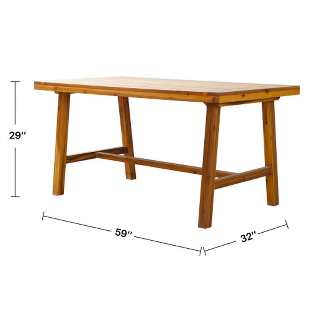 Mery Outdoor Dining Table | 59" Slatted Top | Brown Acacia Wood