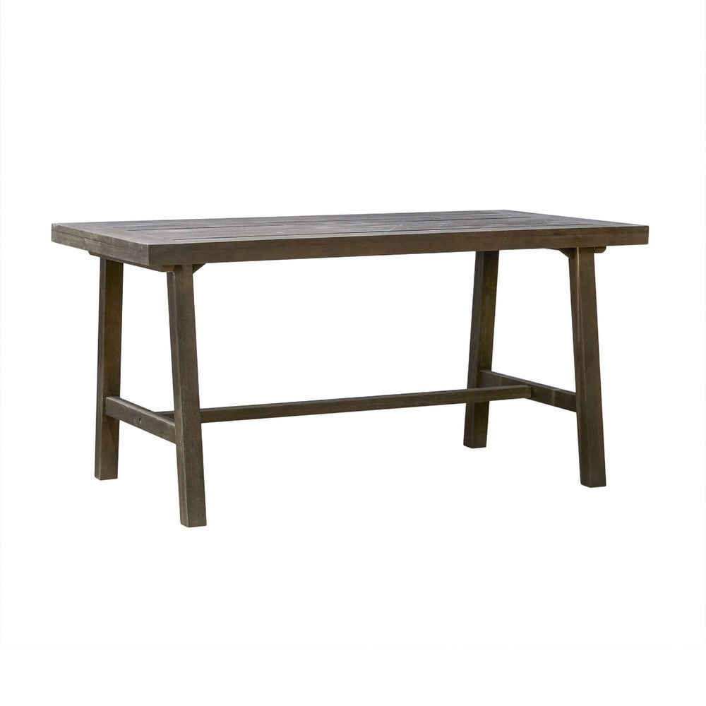Mery Outdoor Dining Table | 59" Slatted Top | Gray Washed Acacia Wood