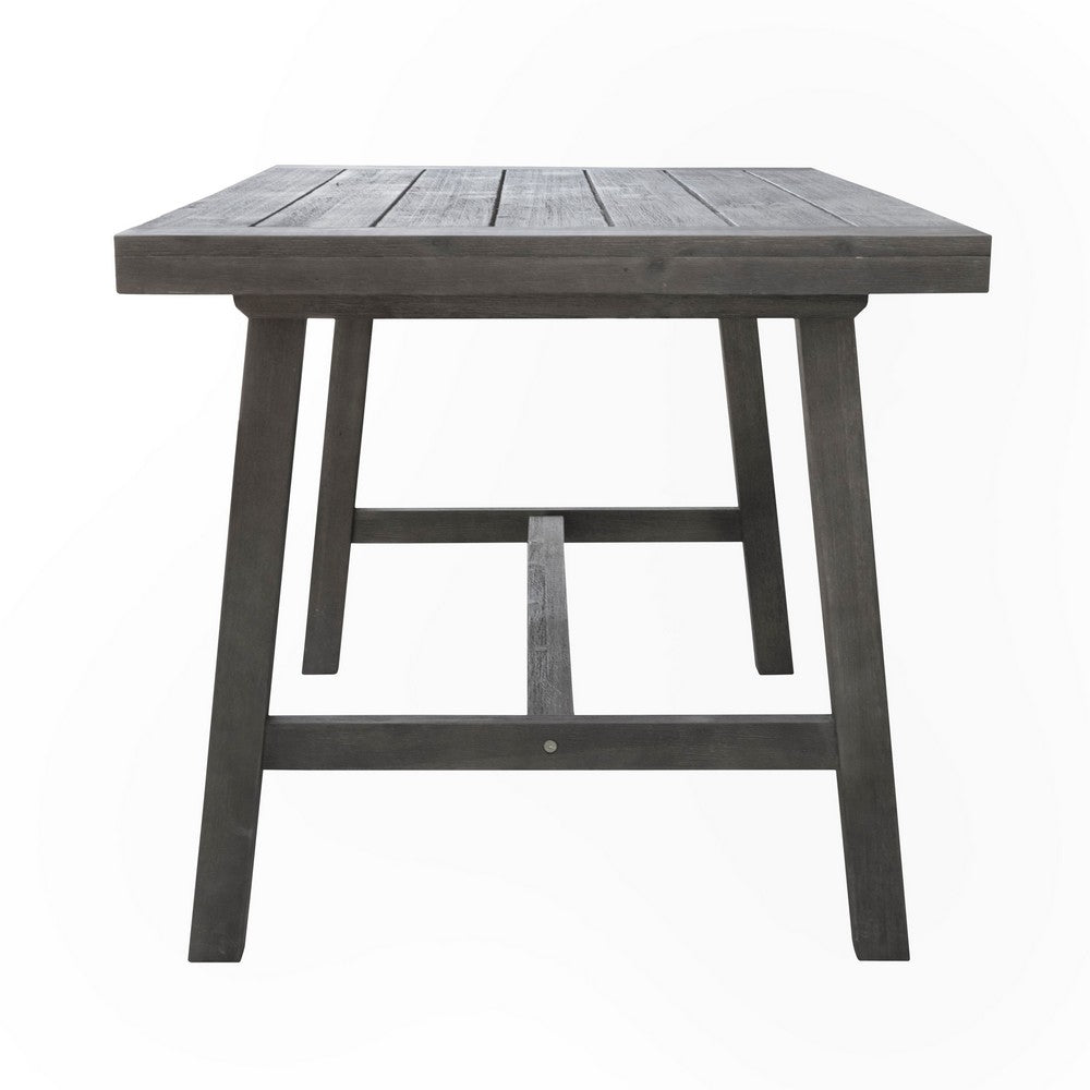 Mery Outdoor Dining Table | 59" Slatted Top | Gray Washed Acacia Wood