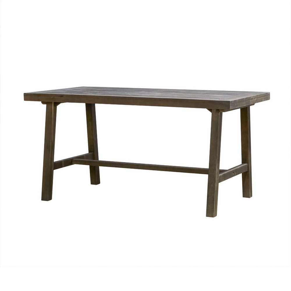 Mery Outdoor Dining Table | 59" Slatted Top | Gray Washed Acacia Wood