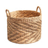 Storage Basket with Handles | Light Brown Hyacinth Woven | 15" Round