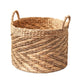 Storage Basket with Handles | Light Brown Hyacinth Woven | 15" Round