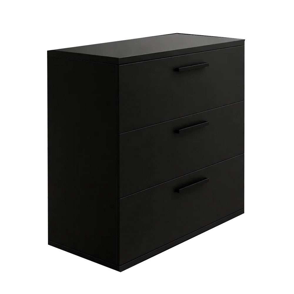 Moru Modular Oversize Dresser Chest | 3 Deep Drawers | Modern Black Wood